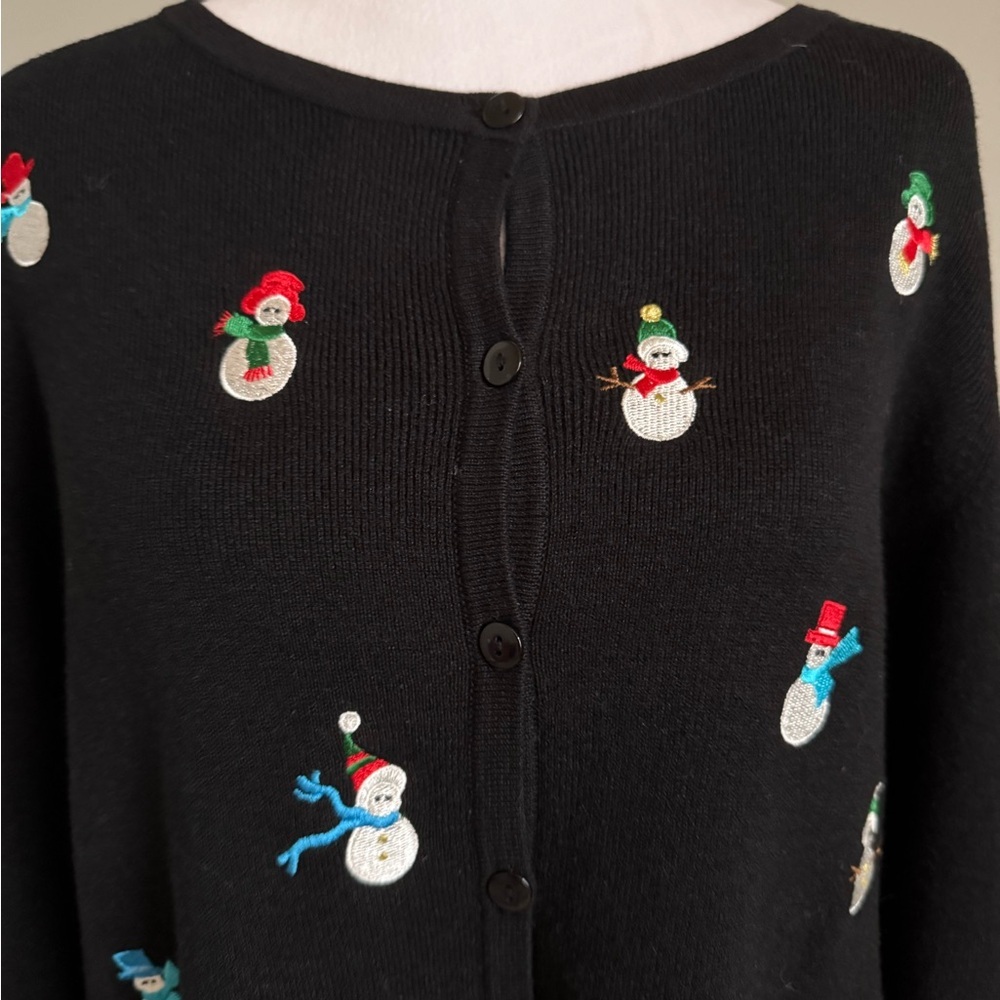 Vintage Snowman Embroidered Women's Cardigan Sweater XL